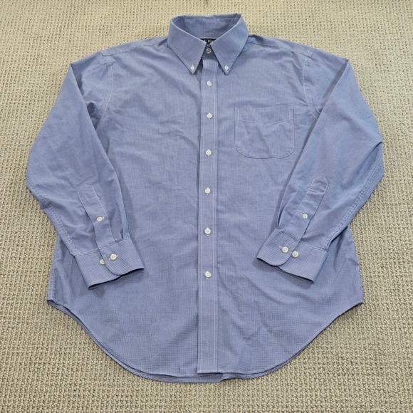 Lauren Ralph Lauren Classic Fit Non Iron Blue Gingham Dress Shirt Mens 15.5‎ M - Picture 2 of 8